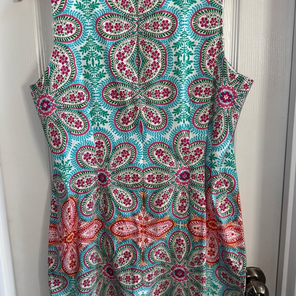London Times Sleeveless Floral Dress 12 Colorful Zip Back Spring Feminine Resort - Picture 2 of 8